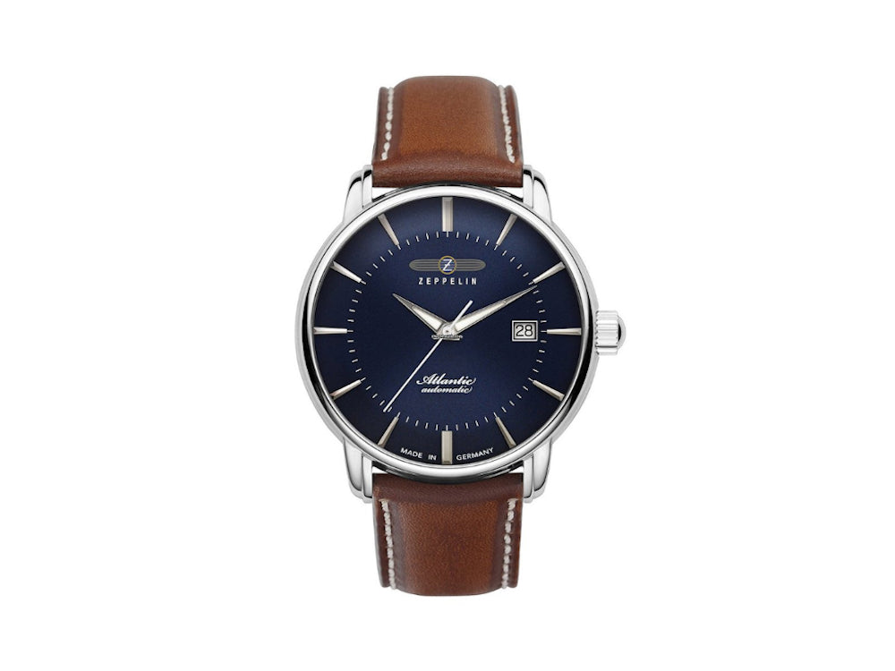 Reloj Automático Zeppelin Atlantic, Azul, 41 mm, Día, Correa de piel, 8452-3