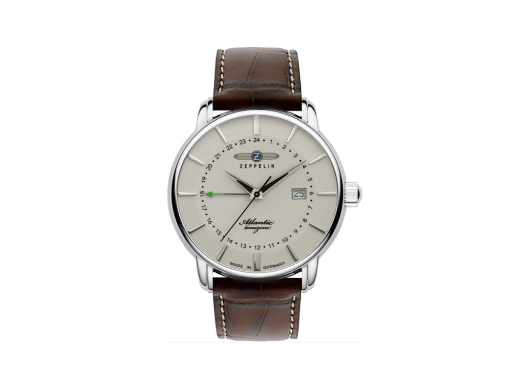 Reloj de Cuarzo Zeppelin Atlantic, Blanco, 41 mm, Día, Correa de piel, 8442-5
