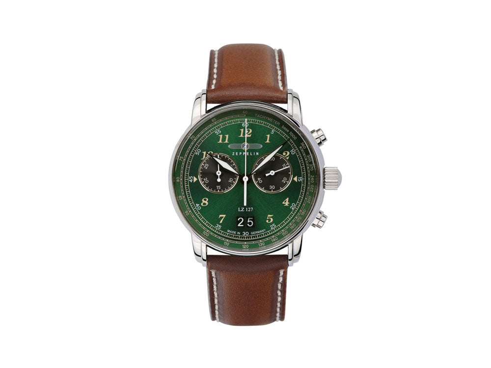 Reloj de Cuarzo Zeppelin LZ 127 Graf Zeppelin, Verde, 40 mm, Cronógrafo, 8684-4