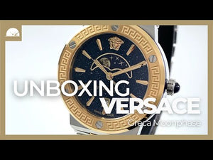 Reloj de Cuarzo Versace Greca Logo Moonphase, PVD Oro, Azul, 38 mm, VE7G00223