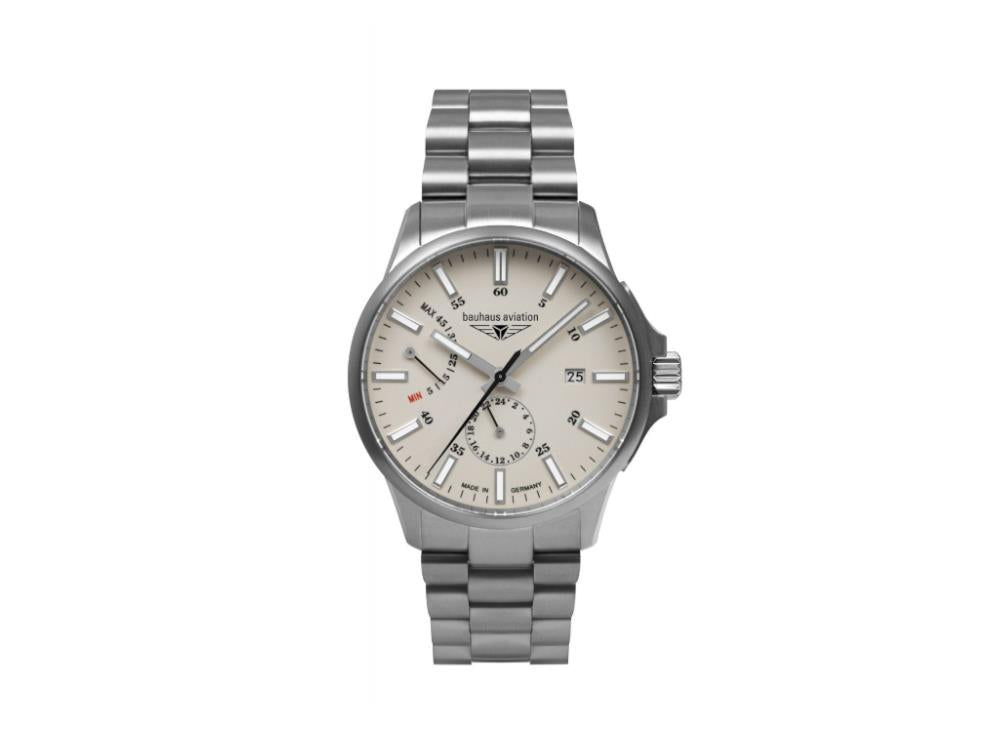 Reloj Automático Bauhaus Aviation, Titanio, Beige, 42 mm, Día, 2860M-5