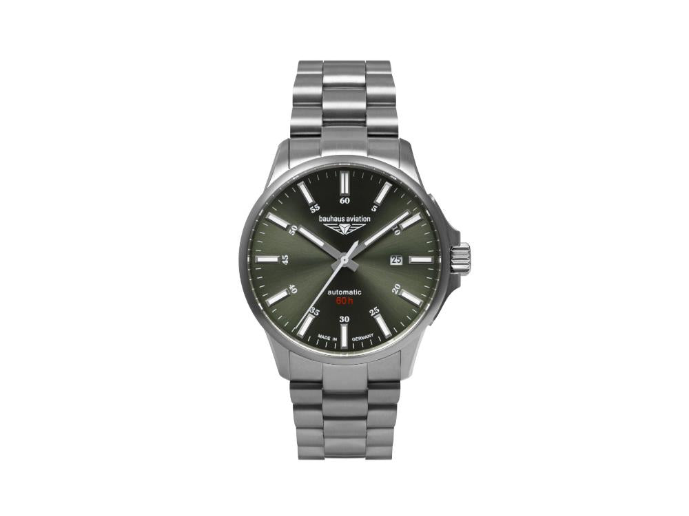 Reloj Automático Bauhaus Aviation, Titanio, Verde, 42 mm, Miyota 8315, 2864M-4