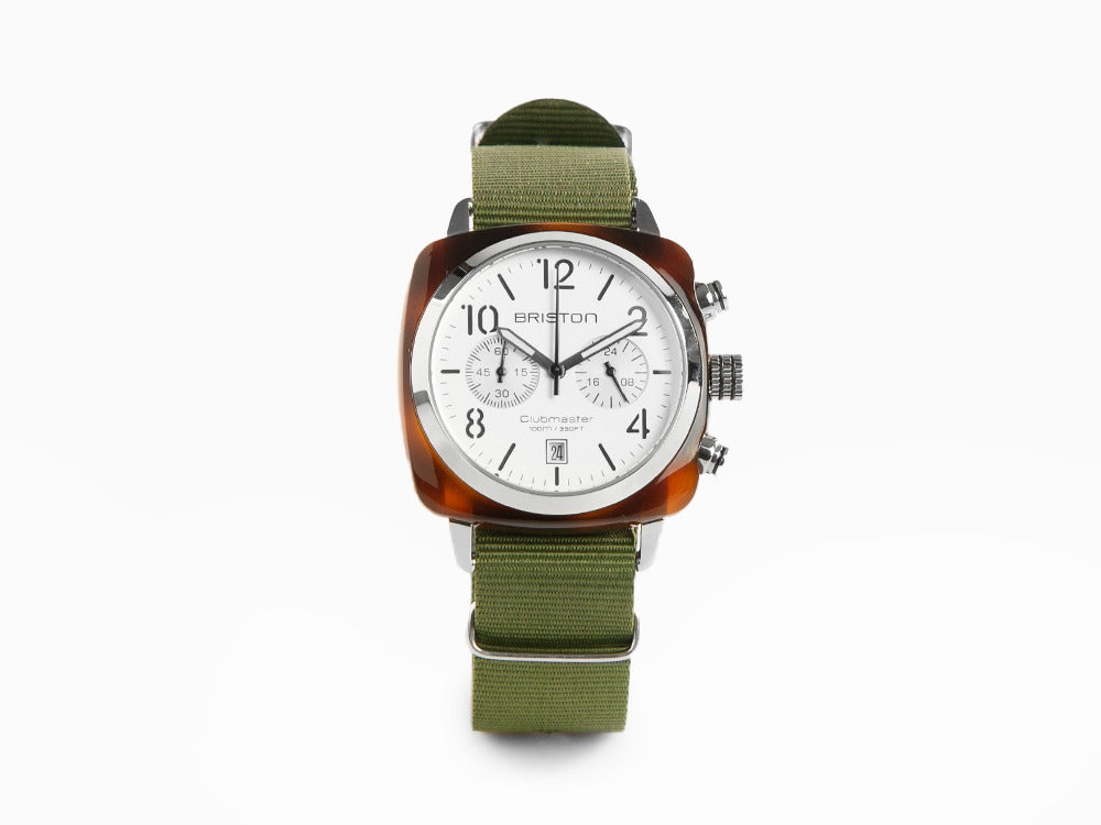 Reloj Briston Clubmaster Classic, Celulosa, Blanco, 40 mm, 16140.SA.T.2.NGA