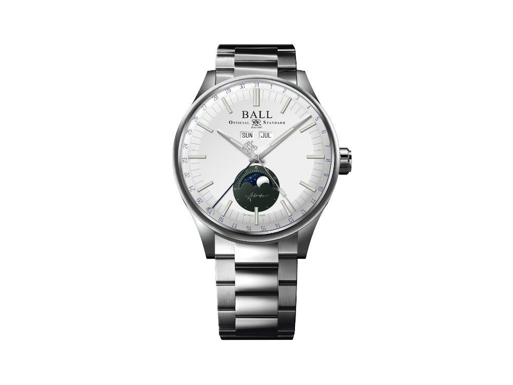 Reloj Automático Ball Engineer II Moon Calendar, Blanco, 40mm, NM3016C-S1J-WHGR