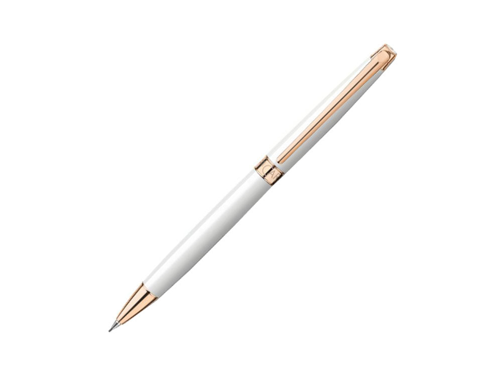 Portaminas Caran d´Ache Léman Slim White, Blanco, PVD Oro rosa, 4761.001