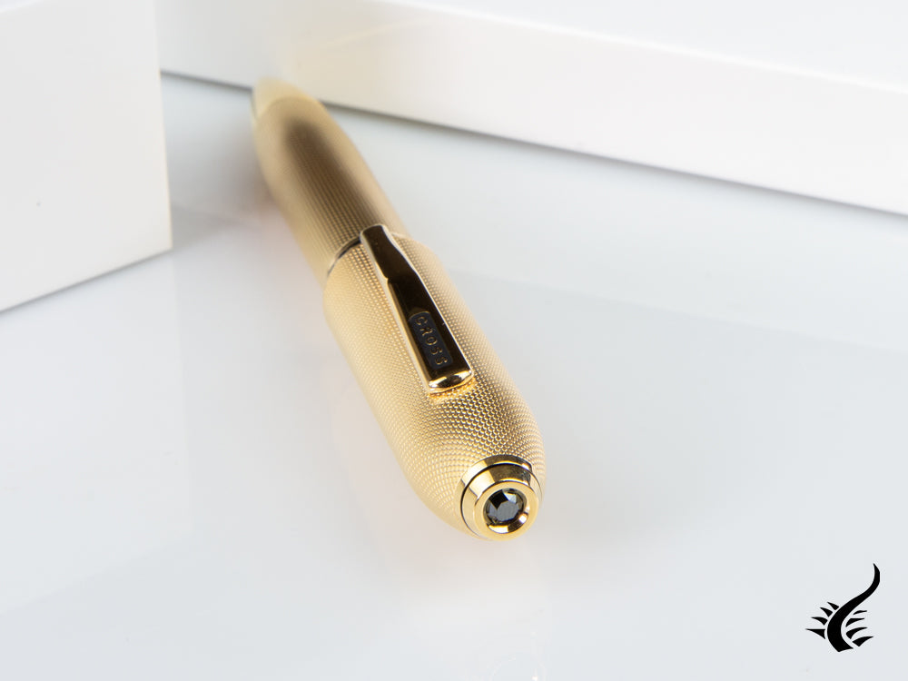 Bolígrafo Cross Peerless 125, Baño en Oro 23K, Guilloche, AT0702-4