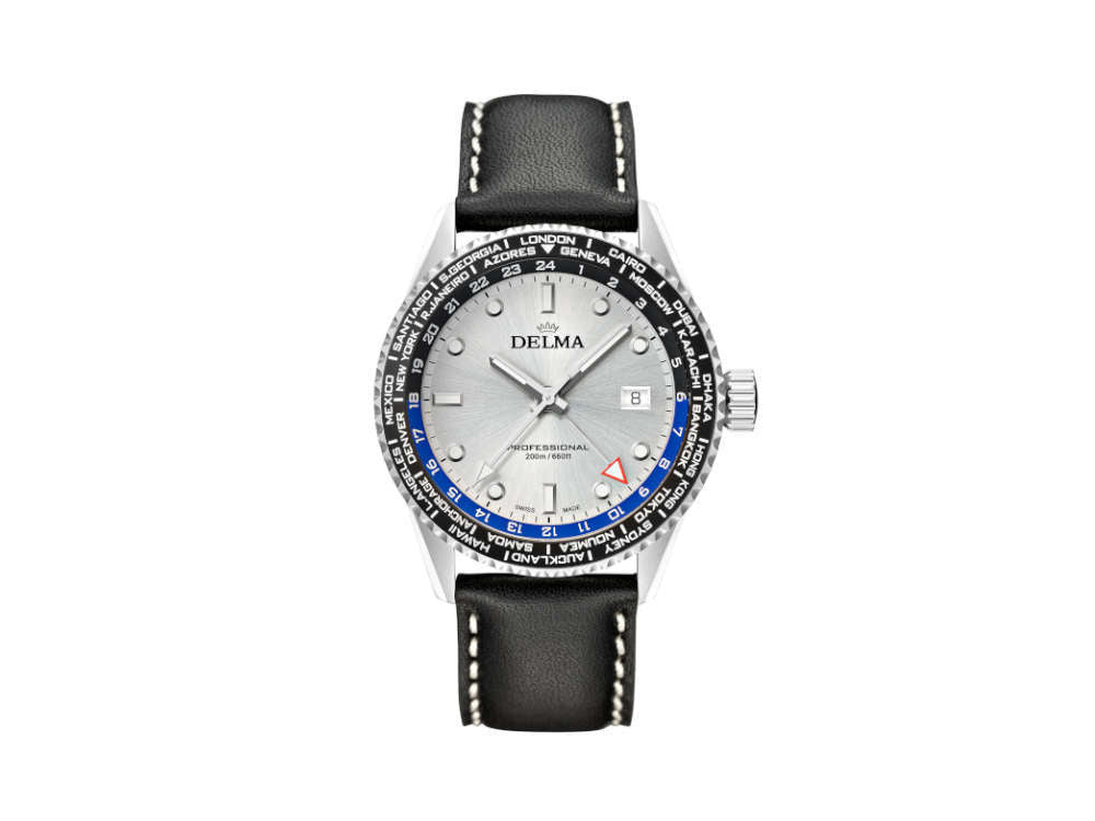 Reloj de Cuarzo Delma Diver Cayman Worldtimer, Plata, 42mm, 41601.712.6.061
