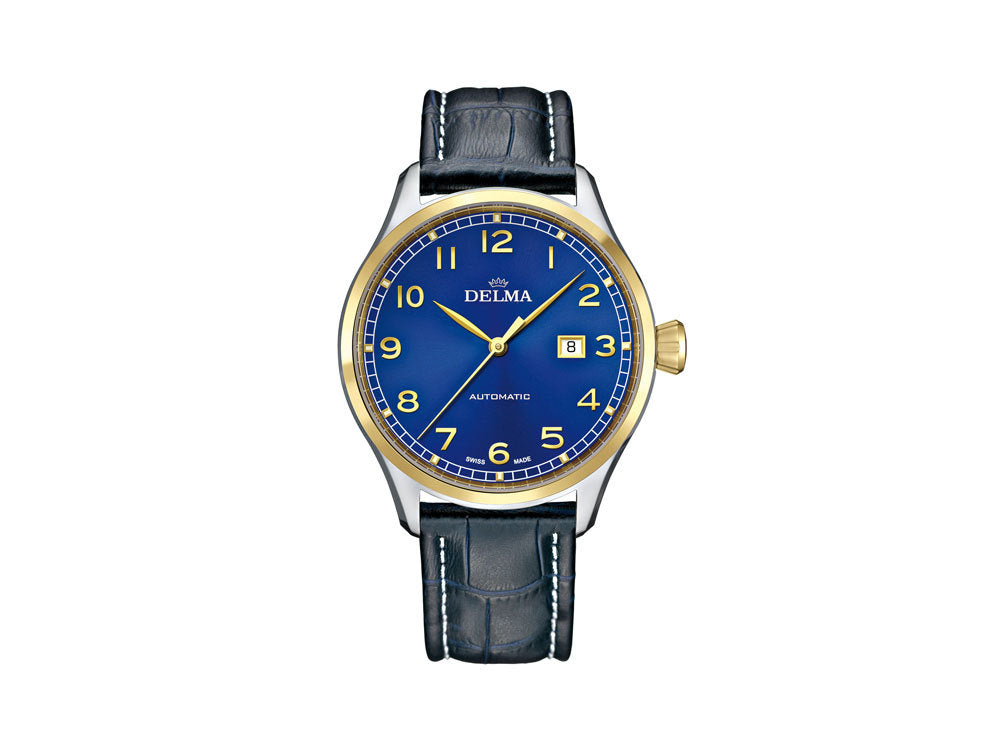Reloj Automático Delma Aero Pioneer, Azul, 45mm, Correa de piel, 52601.570.6.042