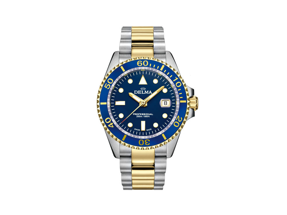 Reloj de Cuarzo Delma Diver Commodore, Azul, 43 mm, 20 atm, 52701.692.6.041