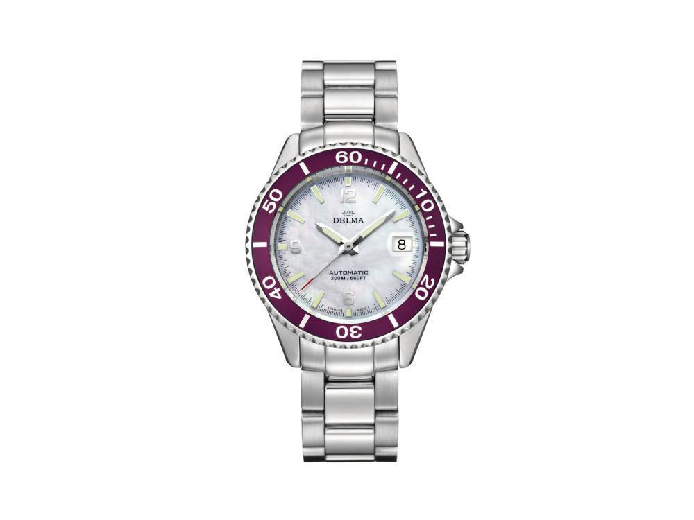 Reloj Automático Delma Diver Ladies Santiago, Blanco, 37mm, 41702.545.1.516