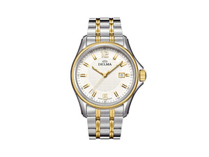 Reloj de Cuarzo Delma Dress San Marino, Blanco, PVD Oro, 42 mm, 52701.604.6.014