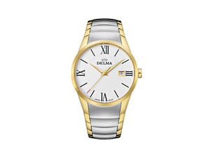 Reloj de Cuarzo Delma Dress Tarragona, PVD Oro, Blanco, 40 mm, 52701.618.6.016