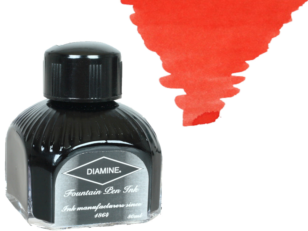 Tintero Diamine, 80ml., Brilliant Red, Botella de cristal italiano