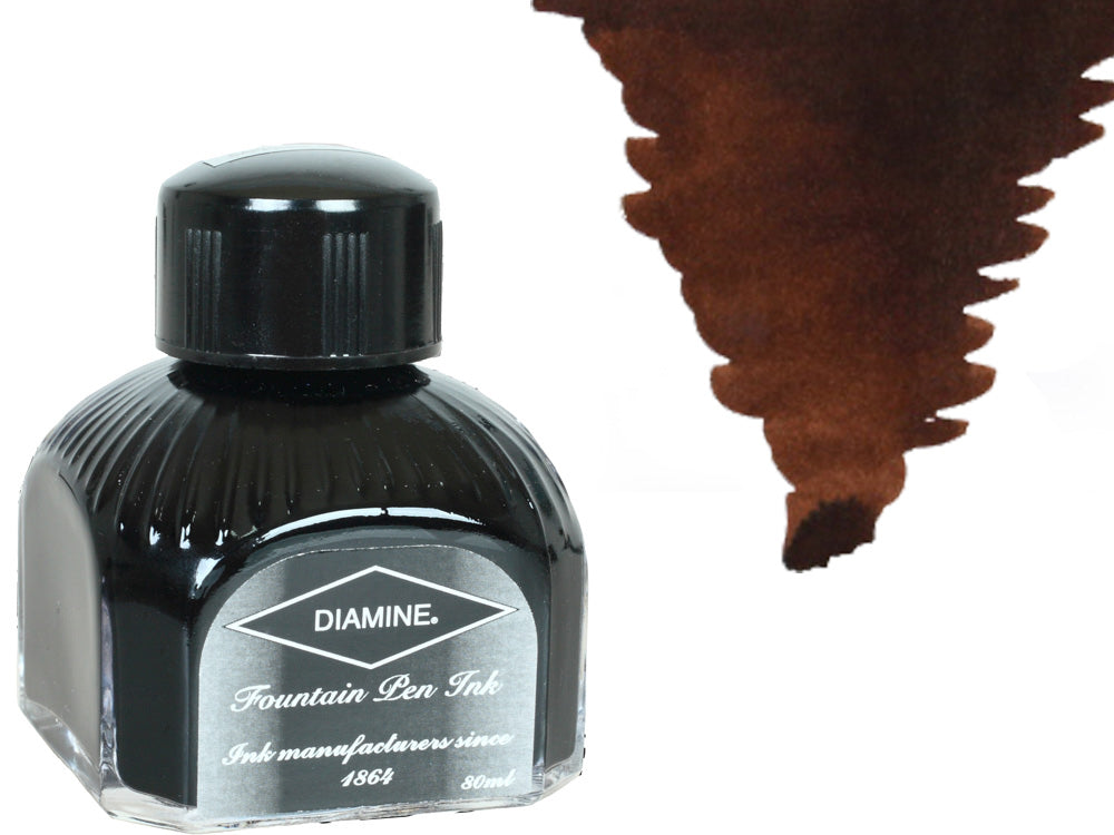Tintero Diamine, 80ml., Chocolate Brown, Botella de cristal italiano