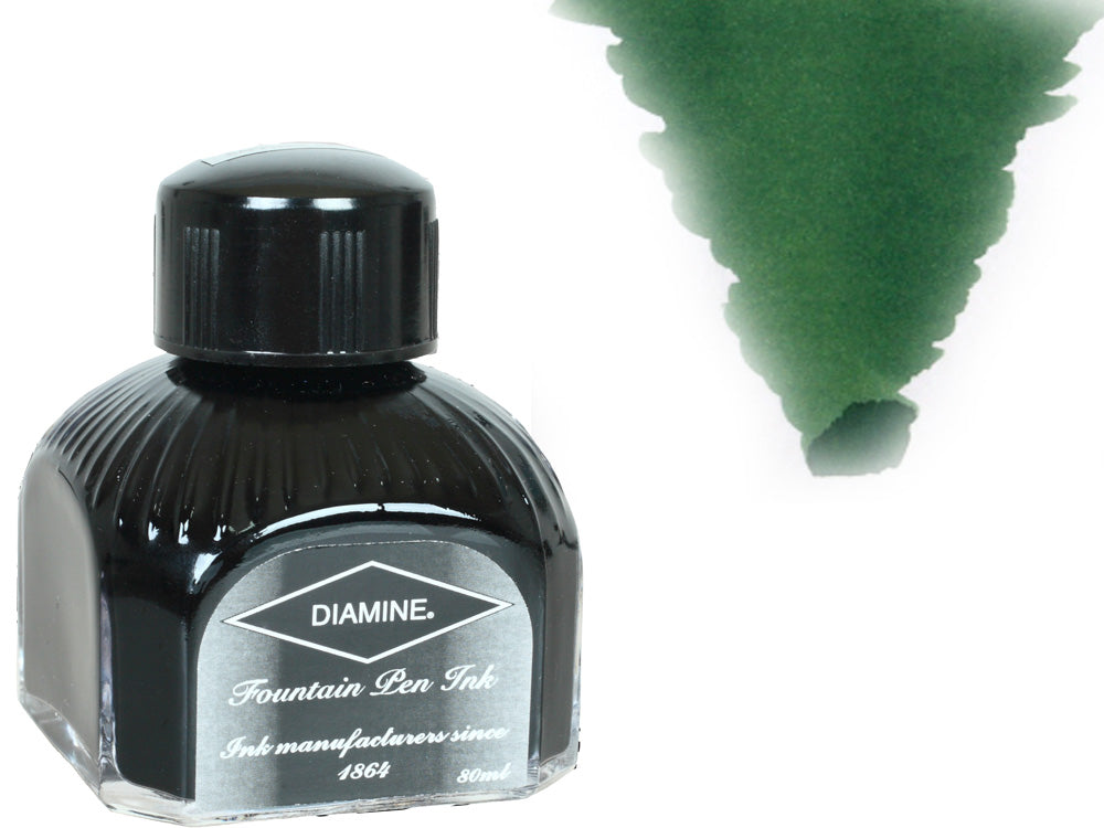 Tintero Diamine, 80ml., Emerald, Botella de cristal italiano
