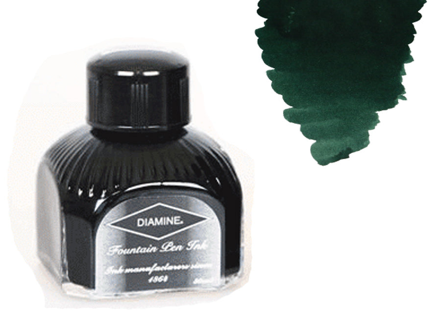 Tintero Diamine, 80ml., Green Black, Botella de cristal italiano