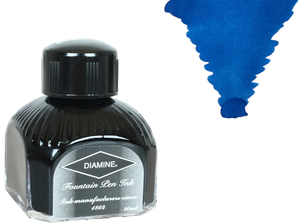 Tintero Diamine, 80ml., Kensington Blue, Botella de cristal italiano