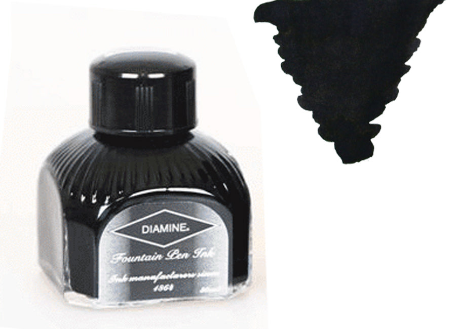 Tintero Diamine, 80ml., Onyx Black, Botella de cristal italiano