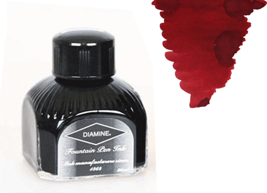 Tintero Diamine, 80ml., Oxblood, Botella de cristal italiano
