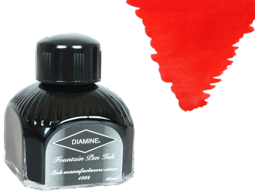 Tintero Diamine, 80ml., Poppy Red, Botella de cristal italiano