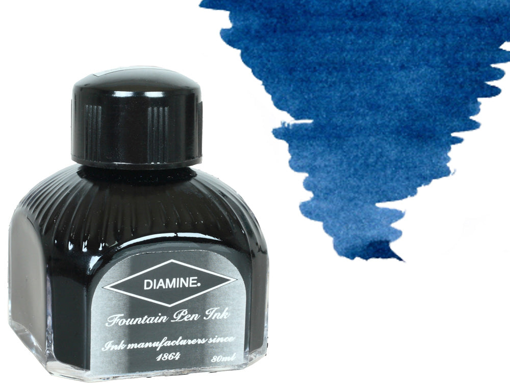 Tintero Diamine, 80ml., Prussian Blue, Botella de cristal italiano
