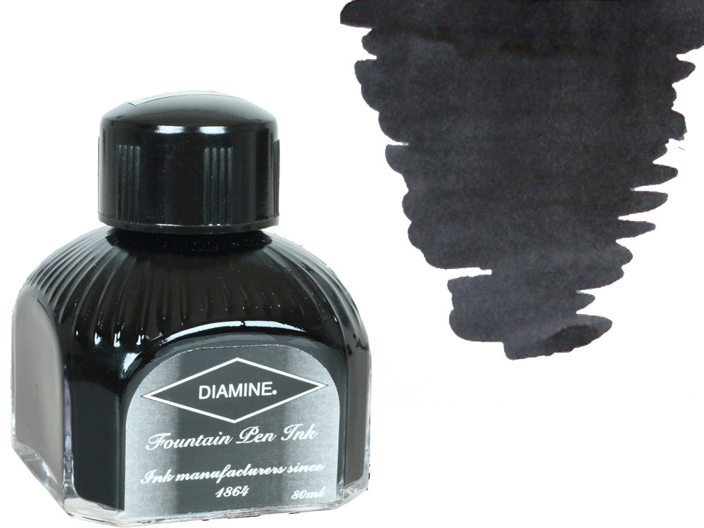 Tintero Diamine, 80ml., Quartz Black, Cristal italiano