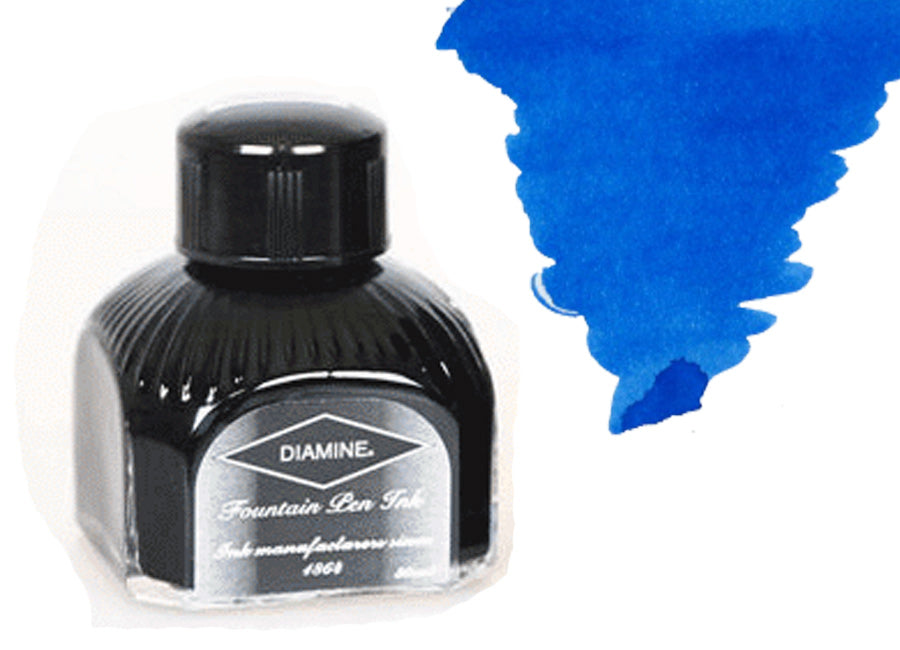 Tintero Diamine, 80ml., Royal Blue, Botella de cristal italiano