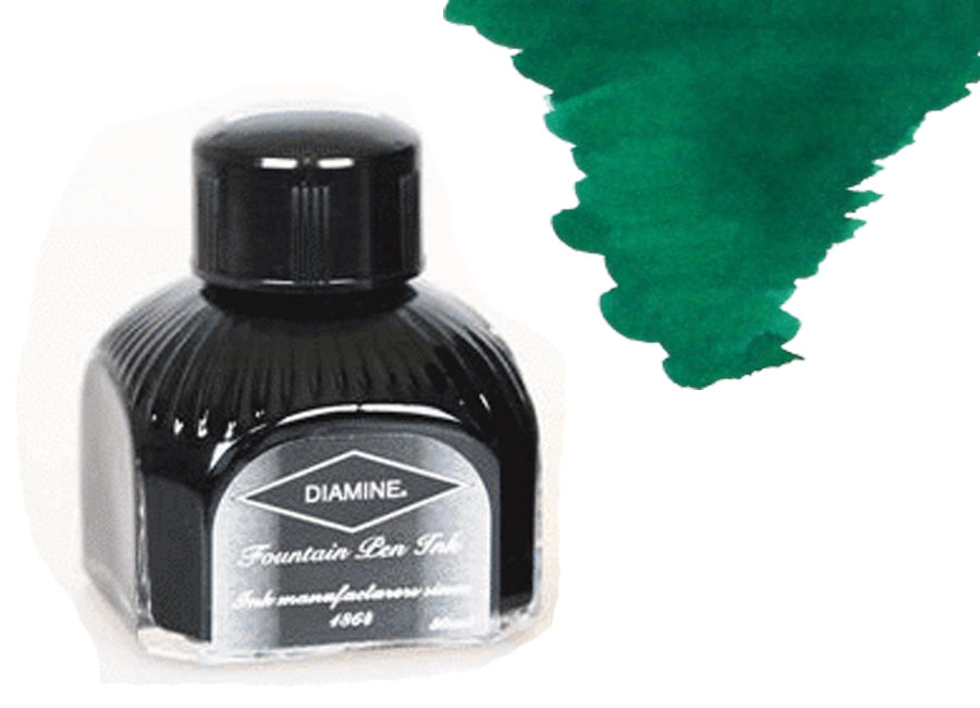 Tintero Diamine Woodland Green, 80ml, Botella de cristal italiano