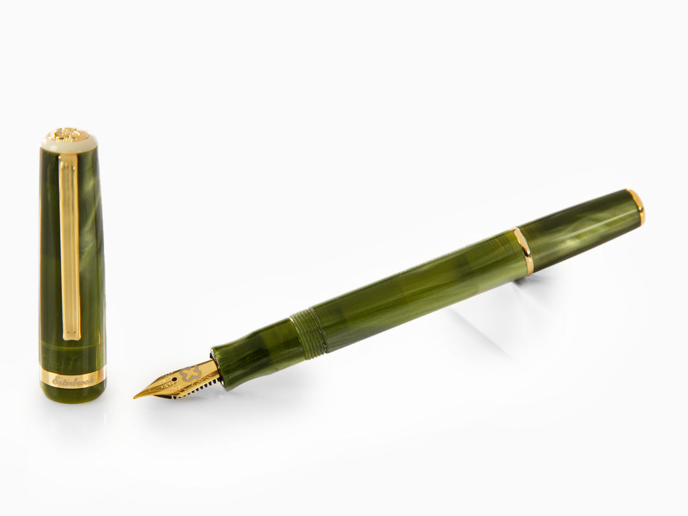 Pluma Estilográfica Esterbrook JR Pocket Palm Green, PVD Oro, EJRPG
