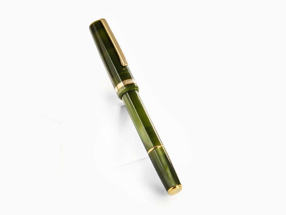 Pluma Estilográfica Esterbrook JR Pocket Palm Green, PVD Oro, EJRPG