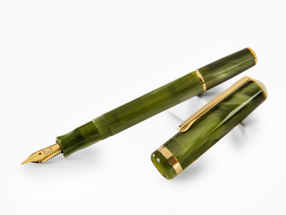 Pluma Estilográfica Esterbrook JR Pocket Palm Green, PVD Oro, EJRPG