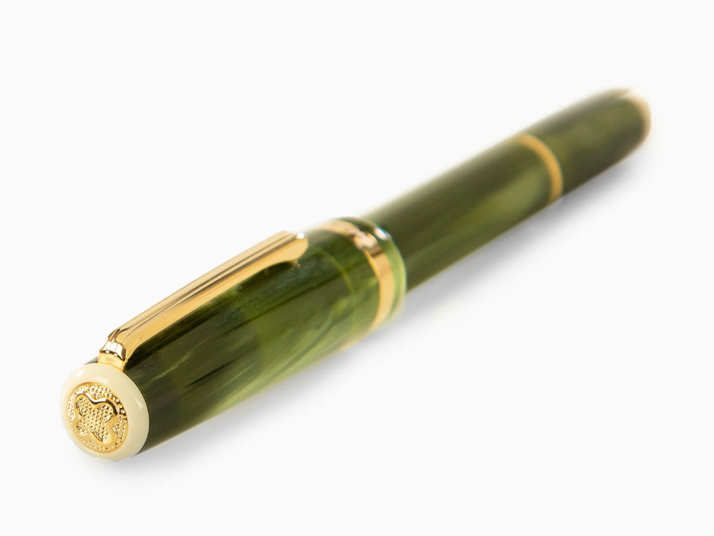 Pluma Estilográfica Esterbrook JR Pocket Palm Green, PVD Oro, EJRPG