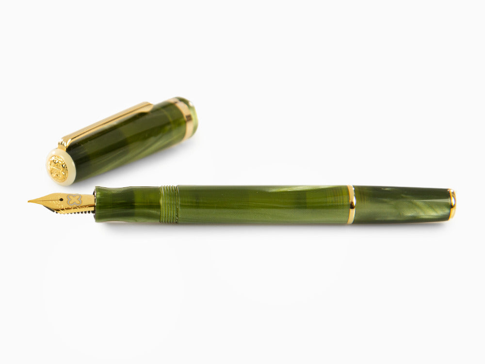 Pluma Estilográfica Esterbrook JR Pocket Palm Green, PVD Oro, EJRPG