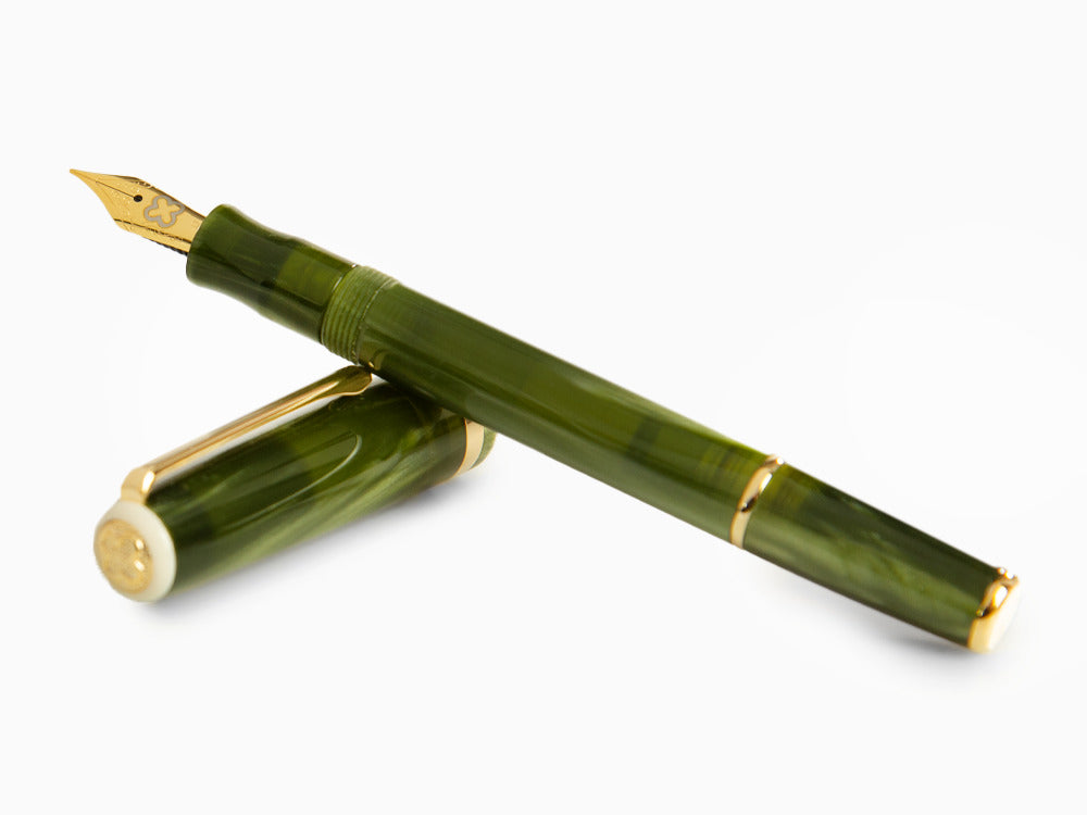 Pluma Estilográfica Esterbrook JR Pocket Palm Green, PVD Oro, EJRPG