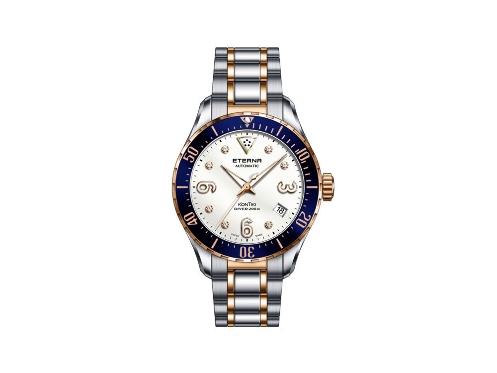 Reloj Automático Eterna Lady KonTiki Diver, SW 200, PVD, Diamante, Ed. Especial