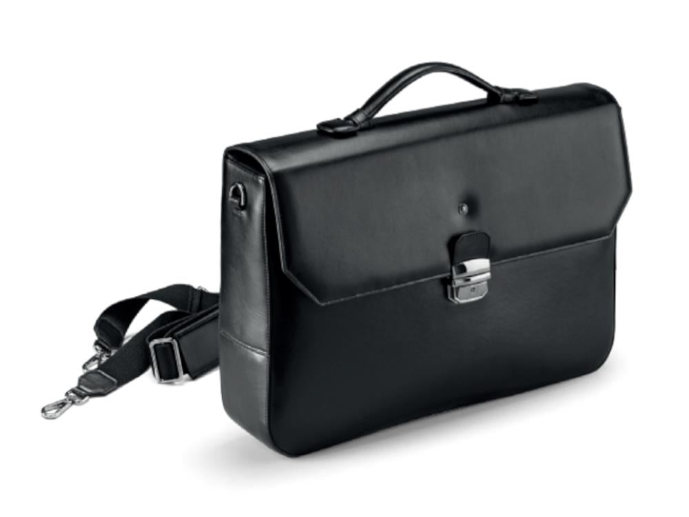 Maletín para portátil Montegrappa Signet Series, Piel, Algodón, Negro, IC00BC01