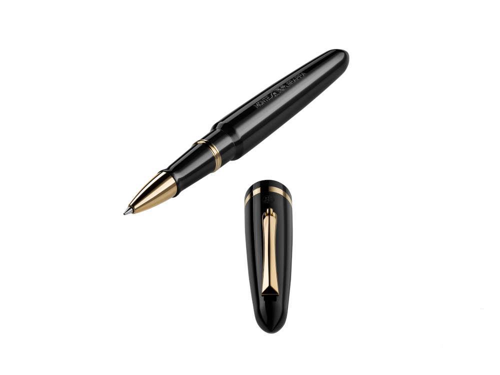 Roller Montegrappa Venetia, Resina Negra, PVD Oro, ISVENRAC