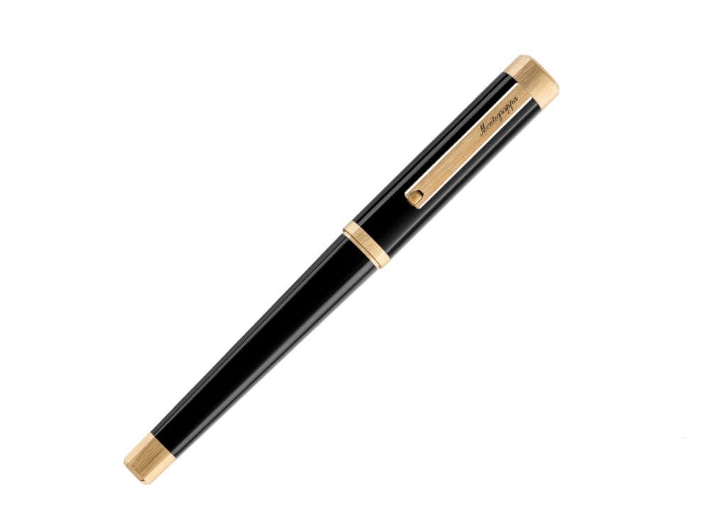 Roller Montegrappa Quattro, Resina Acrílica, PVD Oro, Negro, ISZ4IRIY