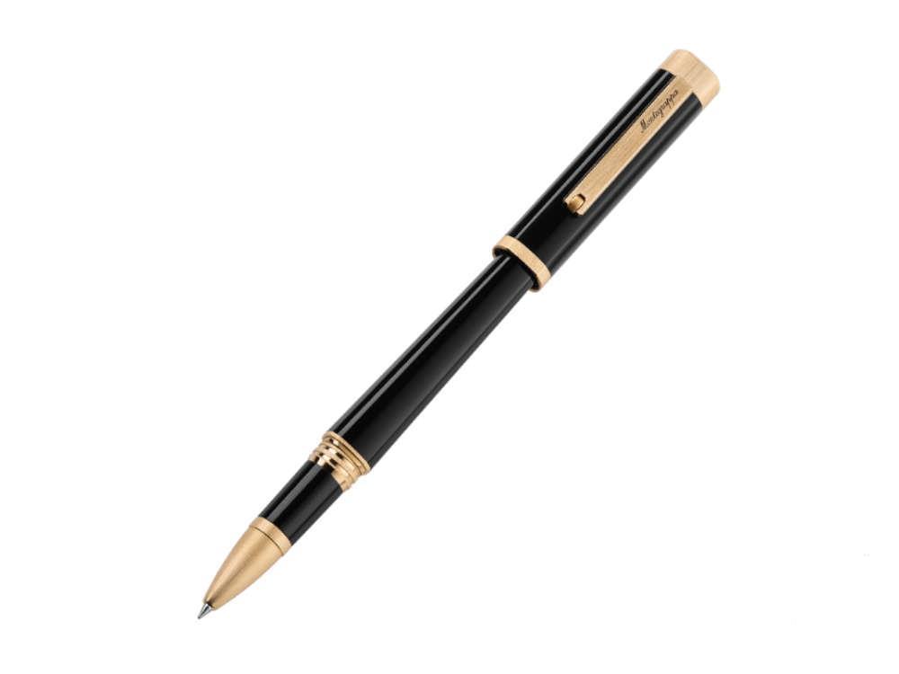 Roller Montegrappa Quattro, Resina Acrílica, PVD Oro, Negro, ISZ4IRIY