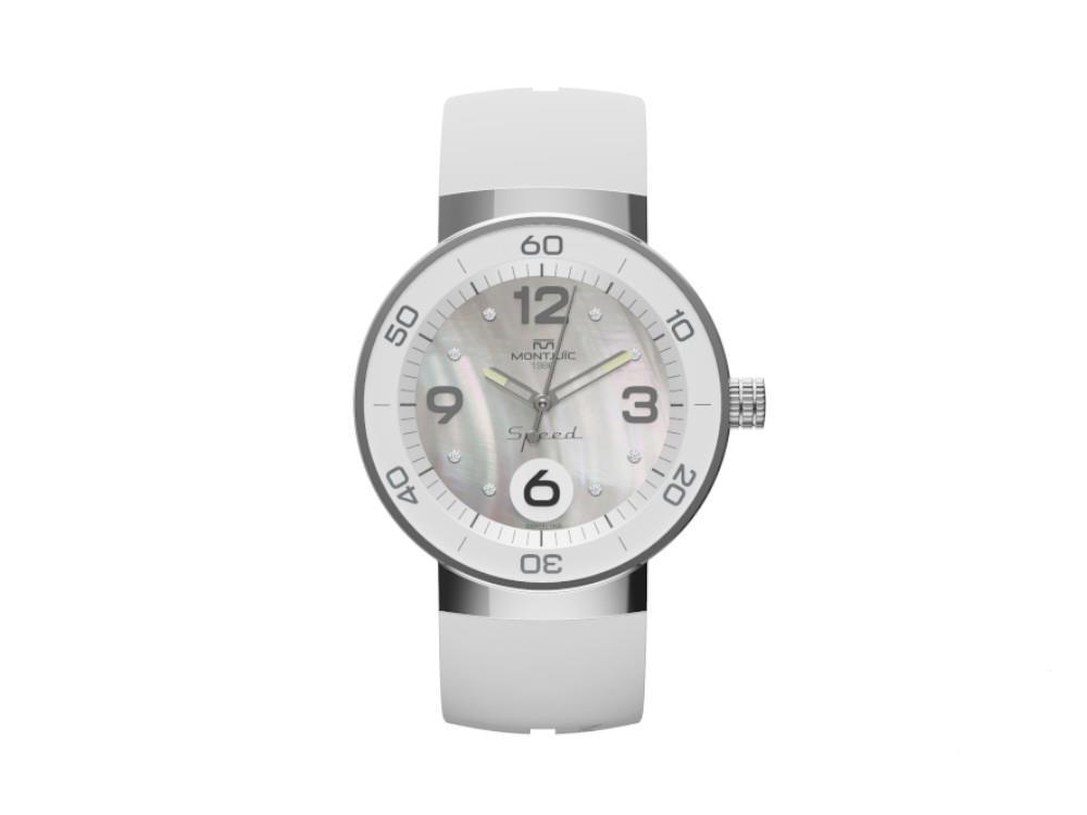 Reloj de Cuarzo Montjuic Speed Elegance Lella Lombardi, Perla, 43 mm, MJ1.1914.P