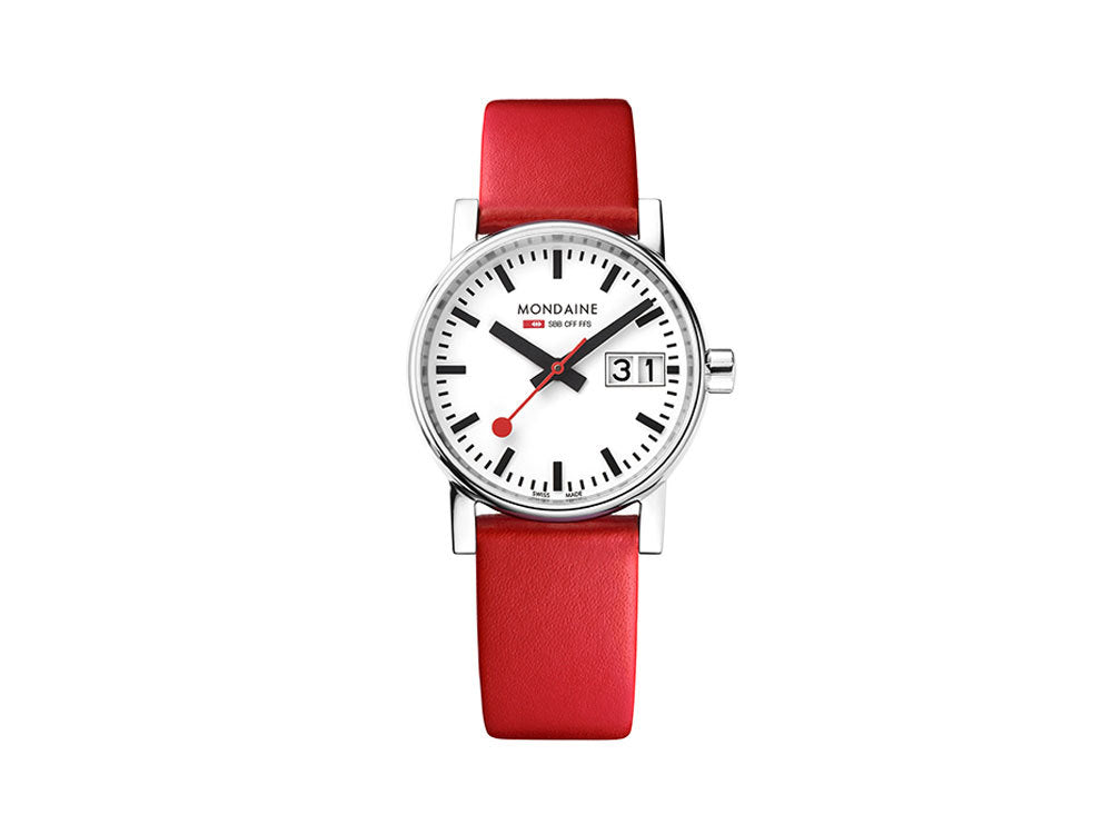 Reloj de Cuarzo Mondaine SBB Evo2, Blanco, 30mm, Día, MSE.30210.LC