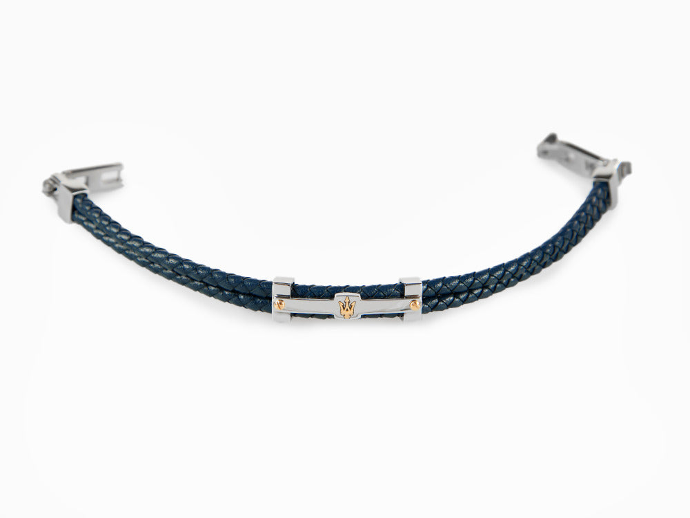 Pulsera Maserati Gioielli, Cuero, Azul, PVD Oro rosa, JM422AVE10