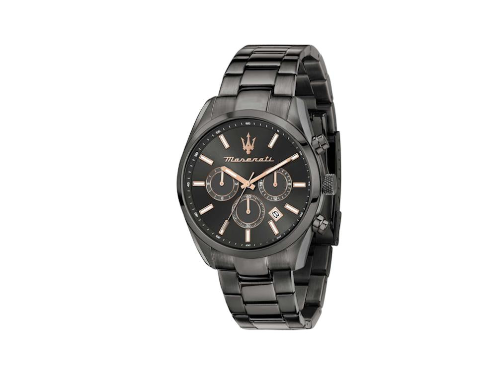Reloj de Cuarzo Maserati Attrazione, PVD Gun Metal, Negro, 43 mm, R8853121001