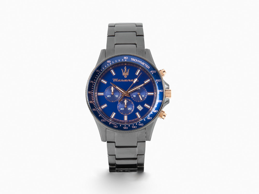Reloj de Cuarzo Maserati Sfida, PVD Gun Metal, Azul, 44 mm, R8873640001