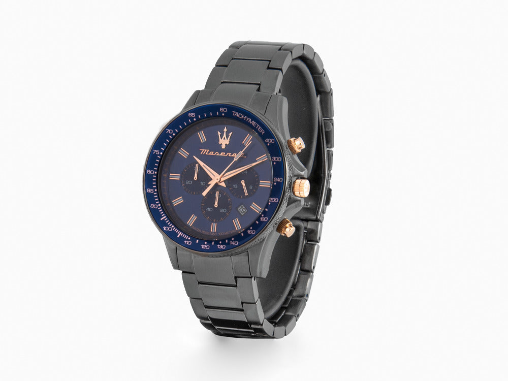 Reloj de Cuarzo Maserati Sfida, PVD Gun Metal, Azul, 44 mm, R8873640001