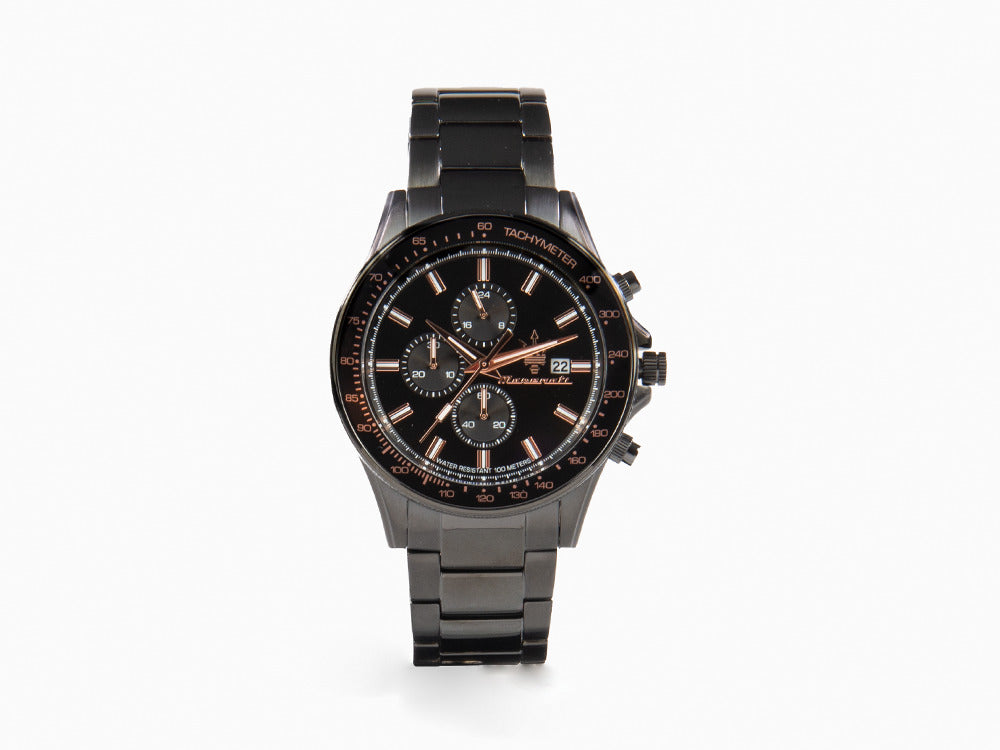 Reloj de Cuarzo Maserati Sfida, PVD, Negro, 44 mm, Cristal mineral, R8873640011