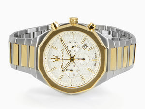 Reloj de Cuarzo Maserati Stile, PVD, Blanco, 45 mm, Cristal mineral R8873642009