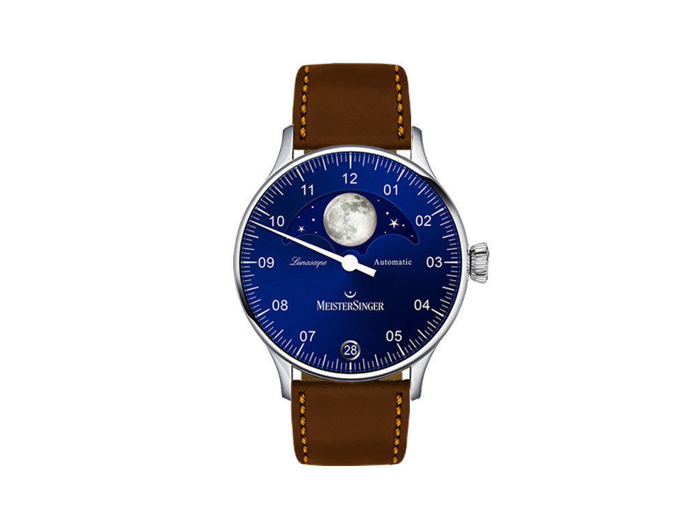 Reloj Automático Meistersinger Lunascope Azul, 40 mm, Día, LS908-SCF02