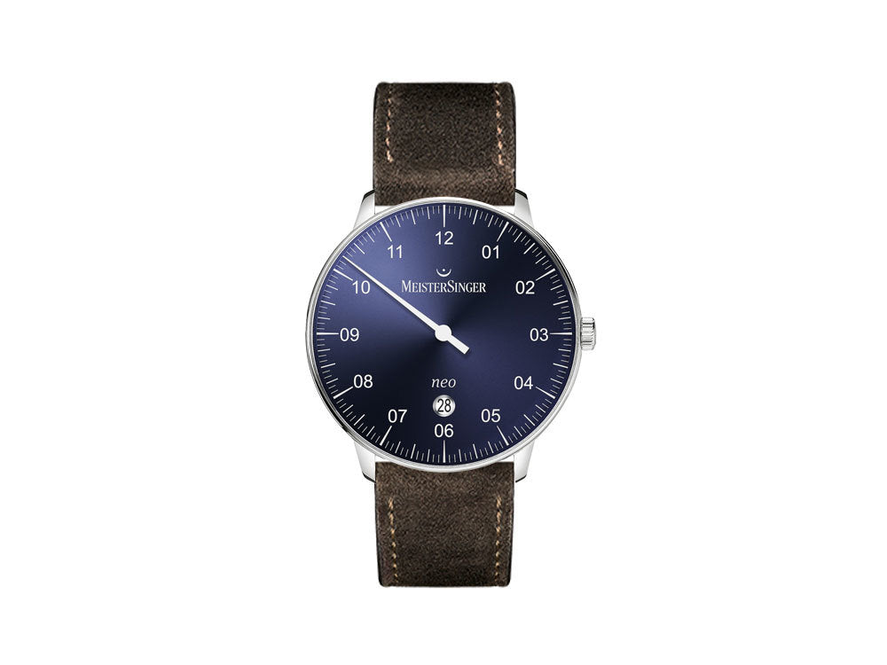 Reloj Automático Meistersinger Neo Plus, ETA 2824-2, 40mm, Azul/Marrón
