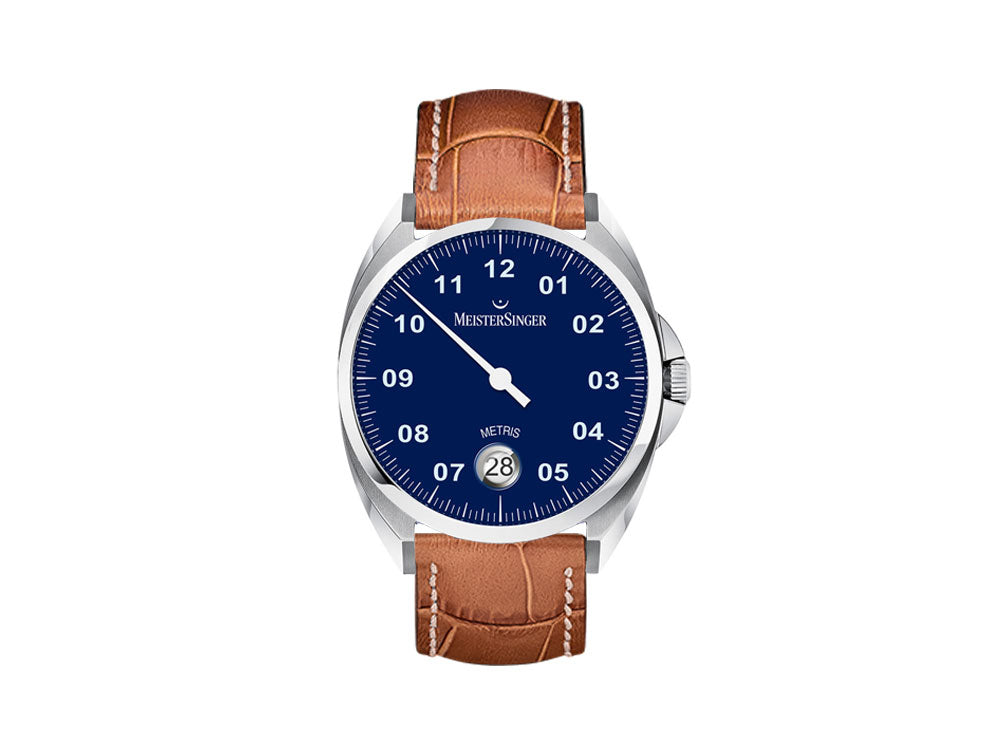 Reloj Automático Meistersinger Metris, 38mm, Correa de piel Azul, ME908-SG03